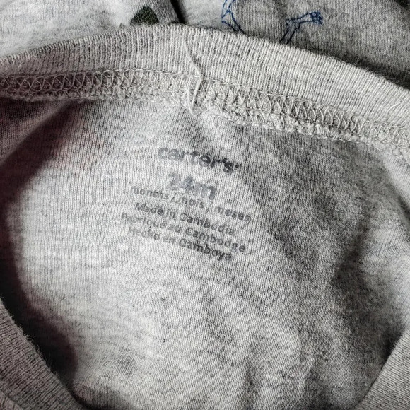 Carter's Size 24m Gray 100% Cotton Dino Dinosaur One Piece Bodysuit NWOT - Picture 2 of 10